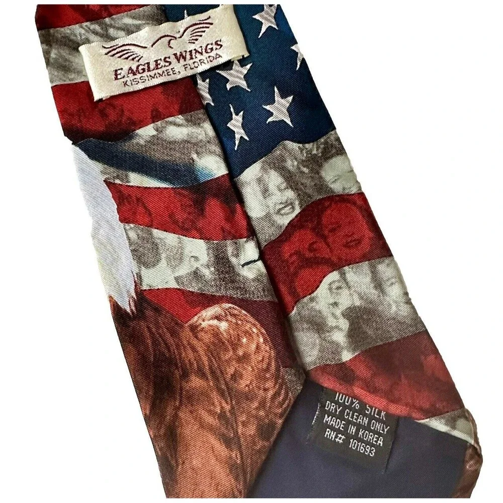 Eagles Neck Tie Bald Eagle Tie Patriotic Neck Tie Flag Tie Silk